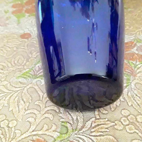 Vintage Cobalt Blue Glass Vase with Ruffled Rim - Picture 3 of 5